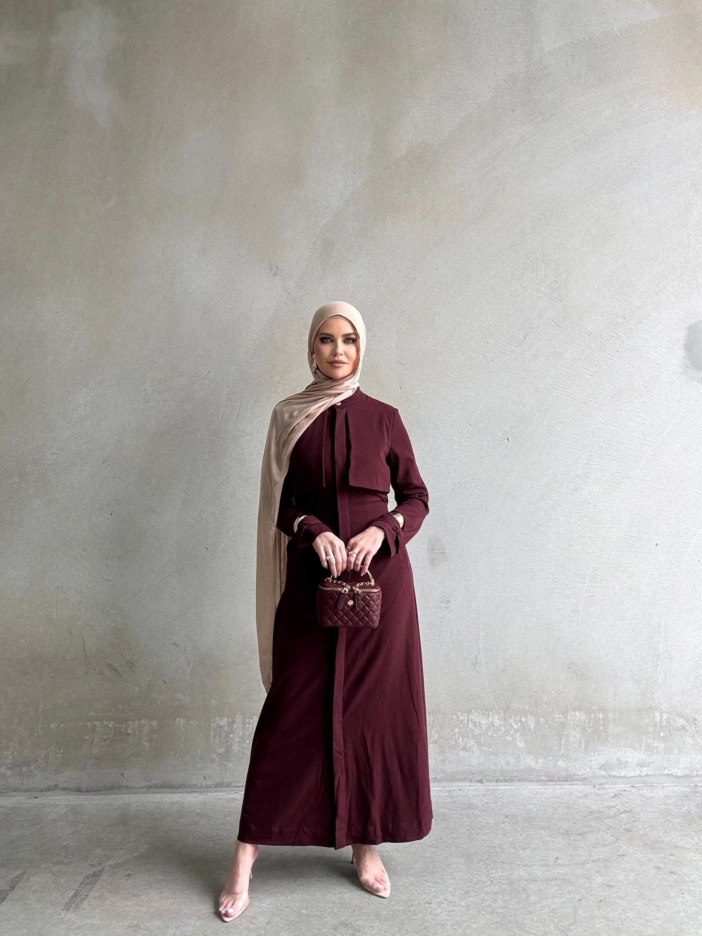 Bella Trench Dress/Burgundy
