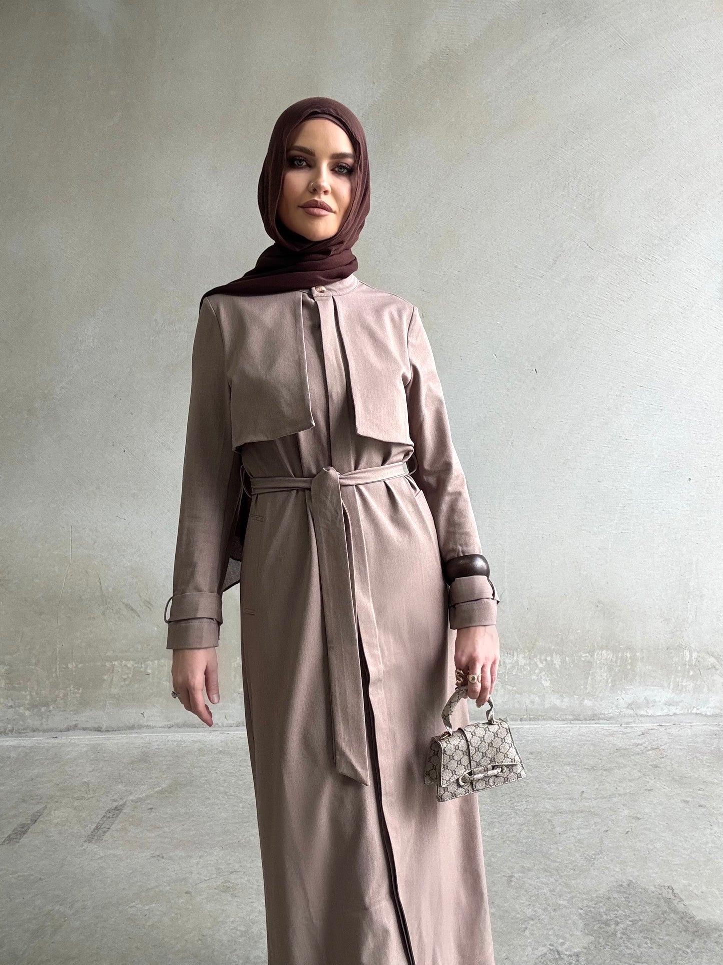 Bella Trench Dress Beige/Brown