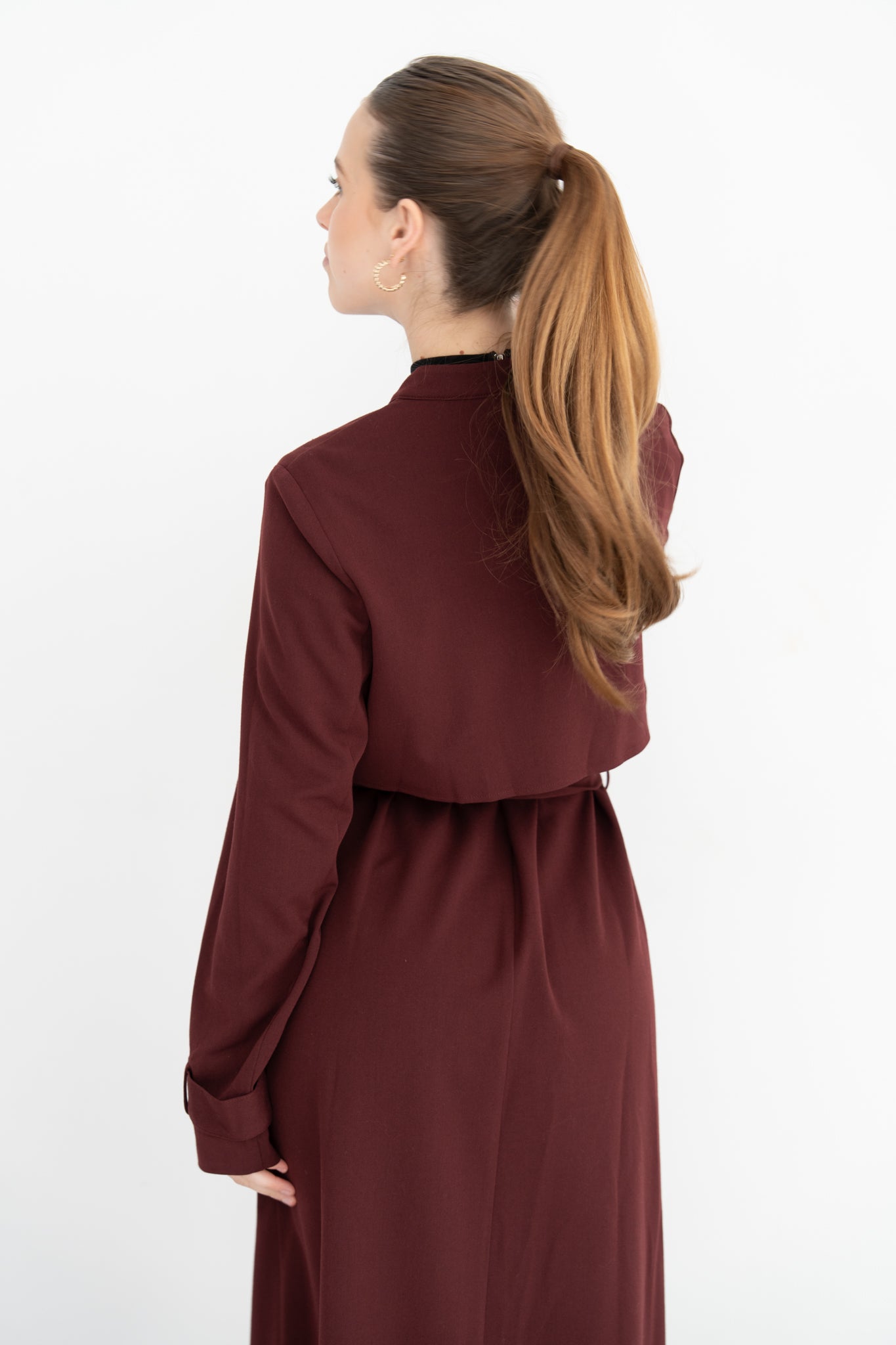 Bella Trench Dress/Burgundy