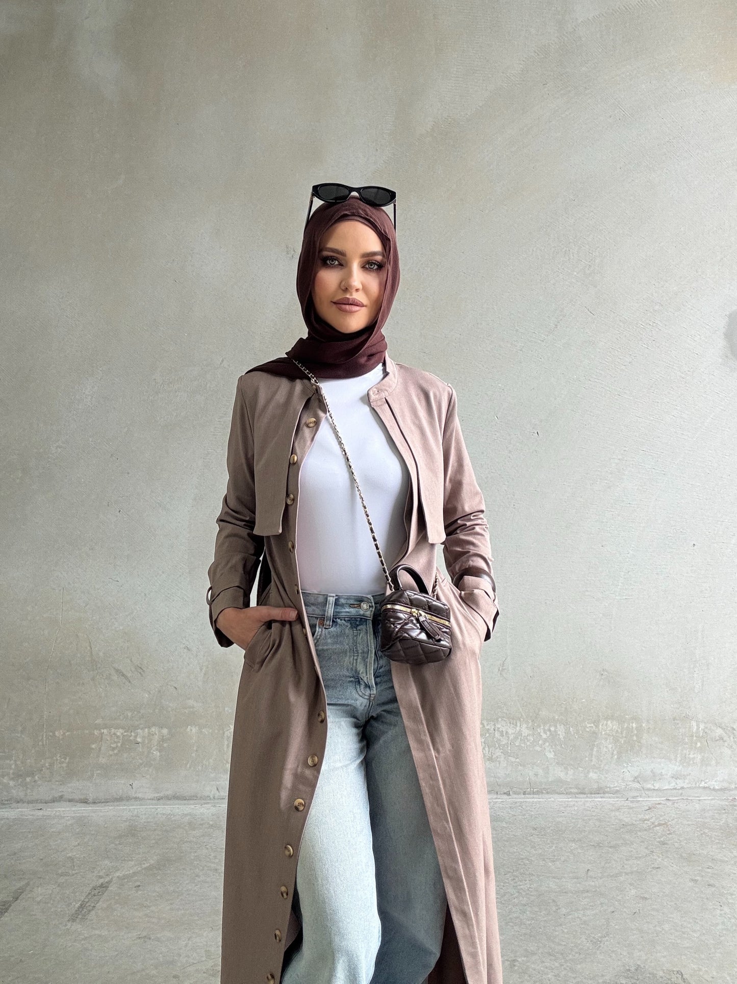 Bella Trench Dress Beige/Brown