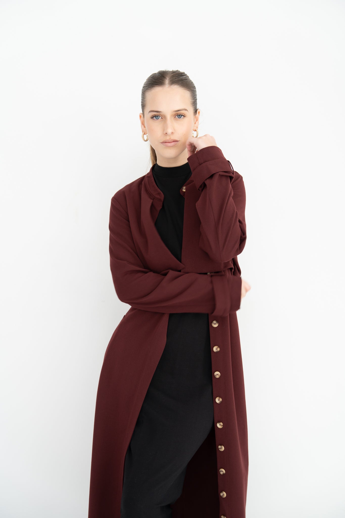 Bella Trench Dress/Burgundy