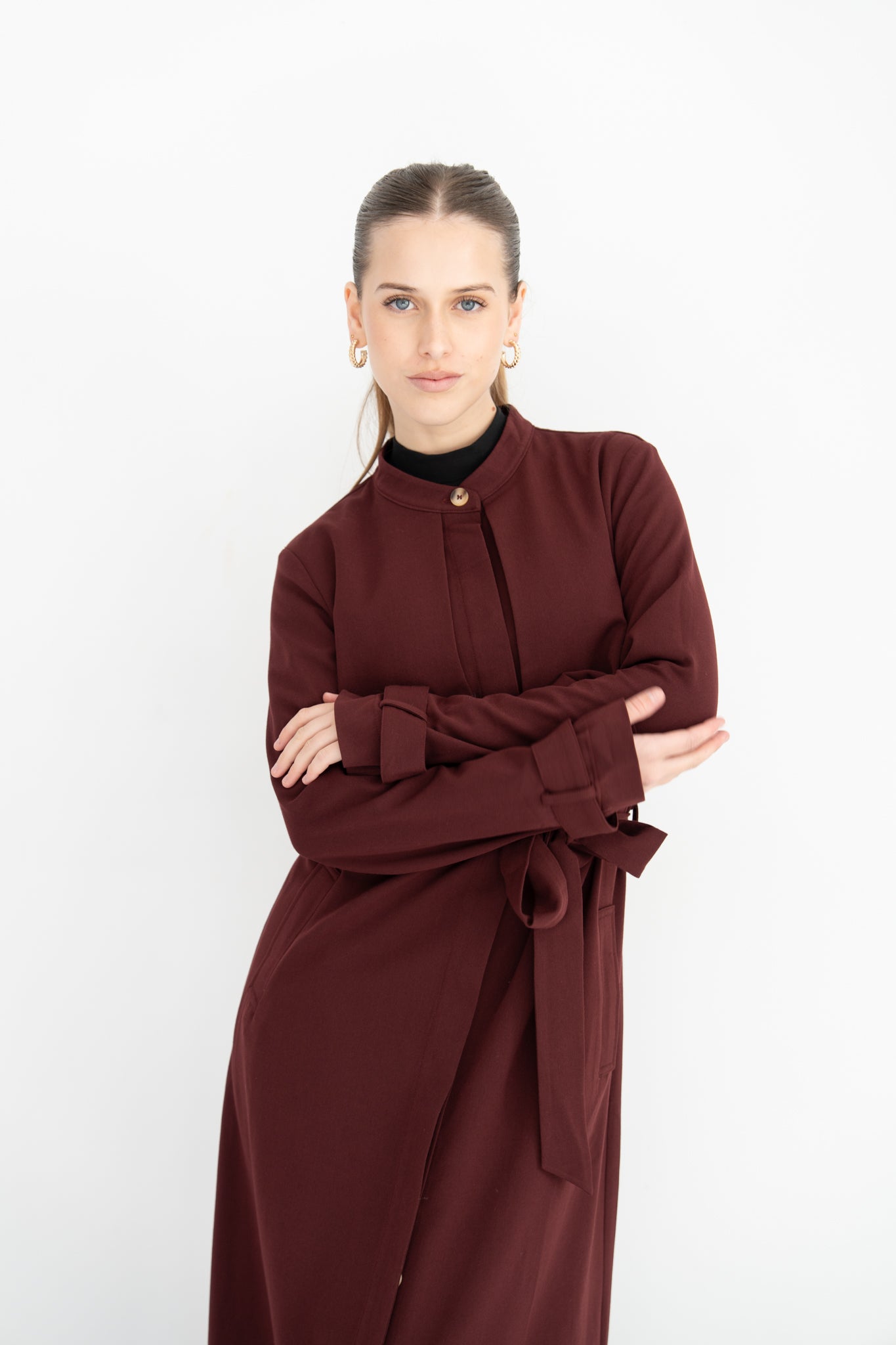 Bella Trench Dress/Burgundy
