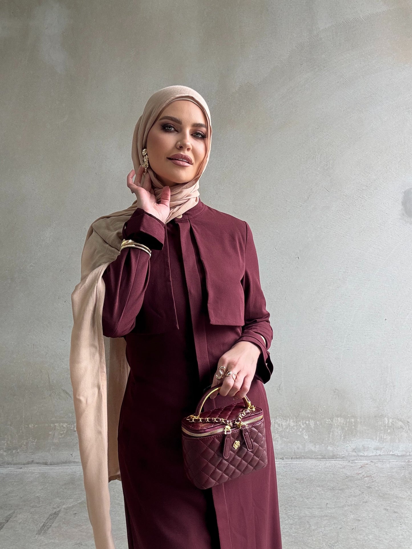 Bella Trench Dress/Burgundy