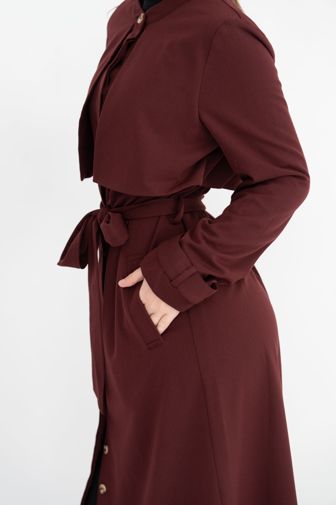 Bella Trench Dress/Burgundy