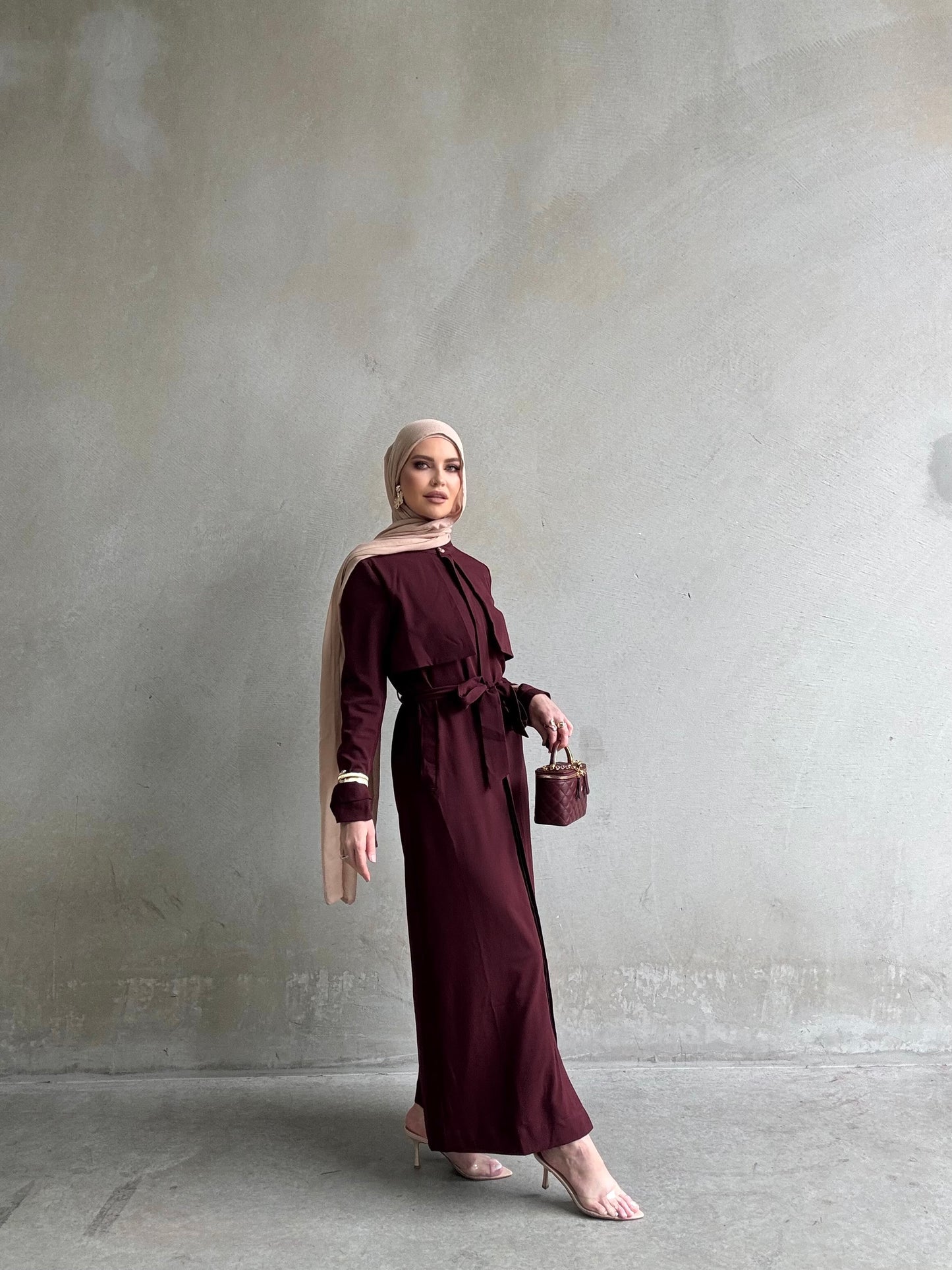 Bella Trench Dress/Burgundy