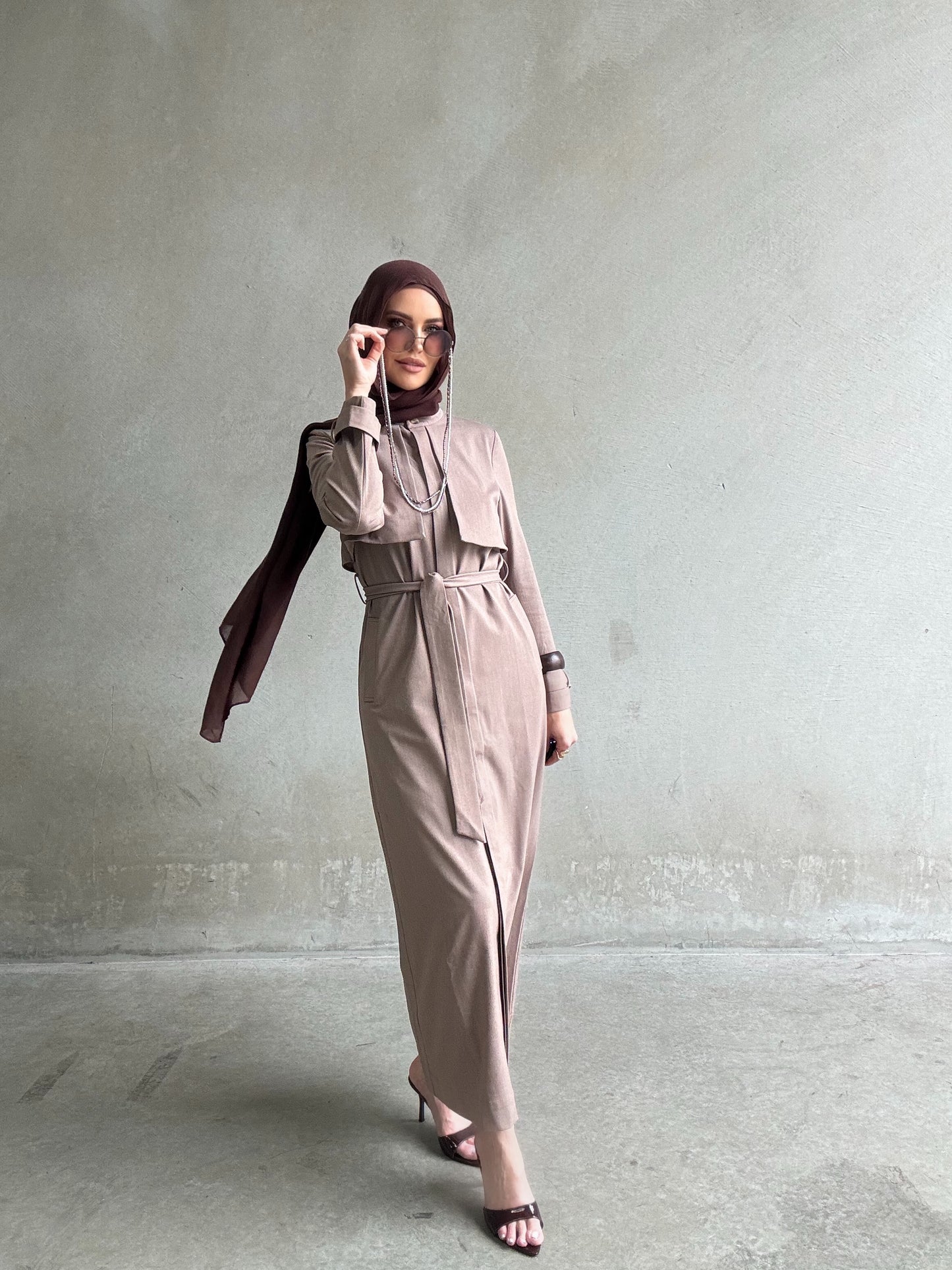 Bella Trench Dress Beige/Brown