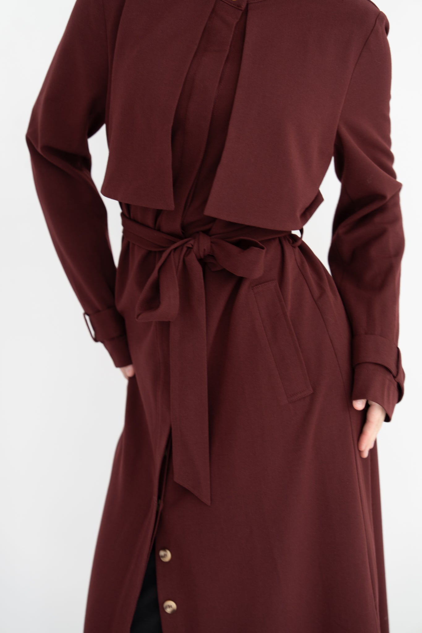 Bella Trench Dress/Burgundy