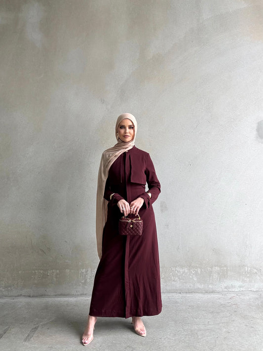 Bella Trench Dress/Burgundy