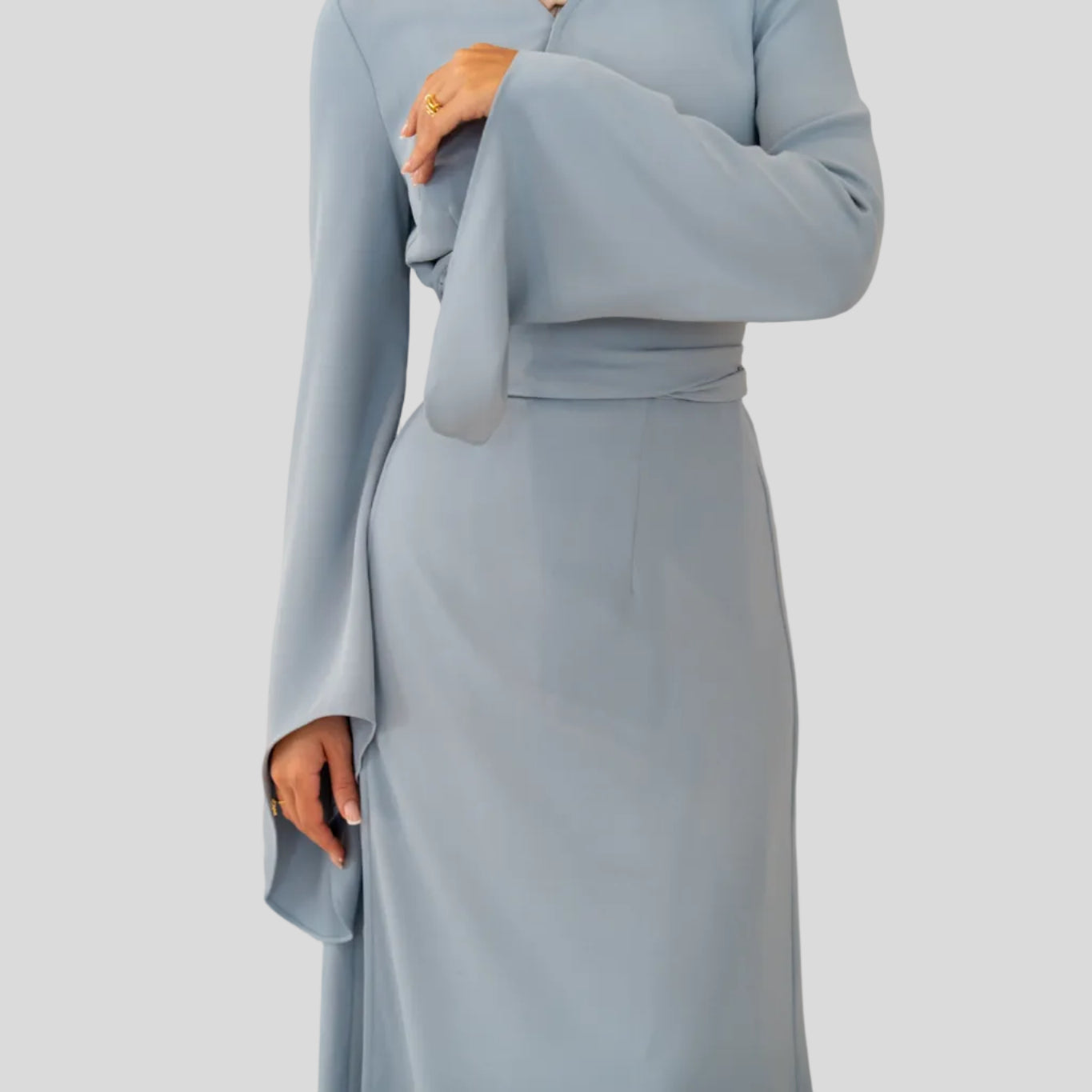 Bell Wrap Dress (Baby Blue)