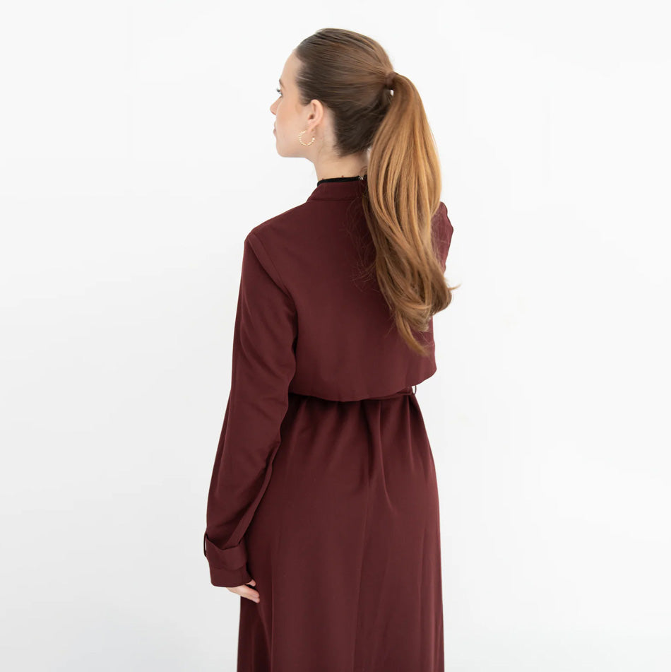 Bella Trench Dress/Burgundy