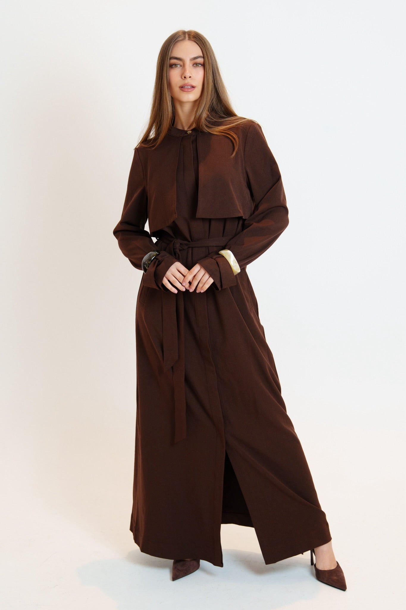 Bella Trench Dress/Brown