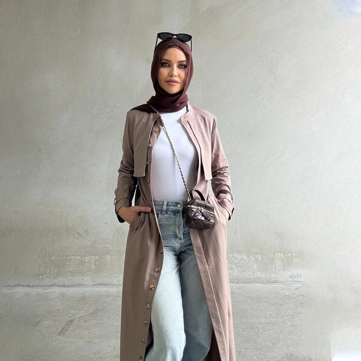 Bella Trench Dress Beige/Brown – D'MOUR