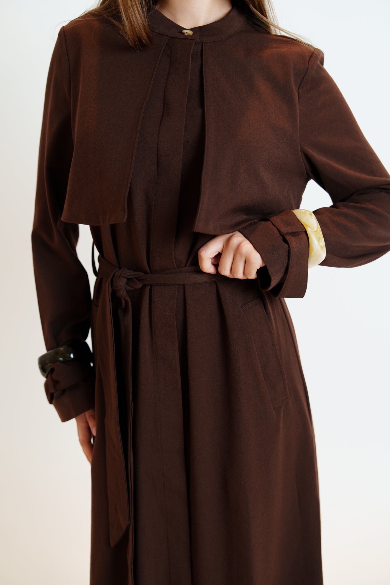 Bella Trench Dress/Brown