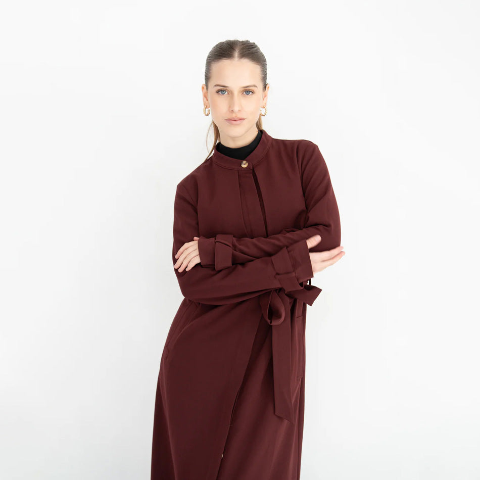 Bella Trench Dress/Burgundy