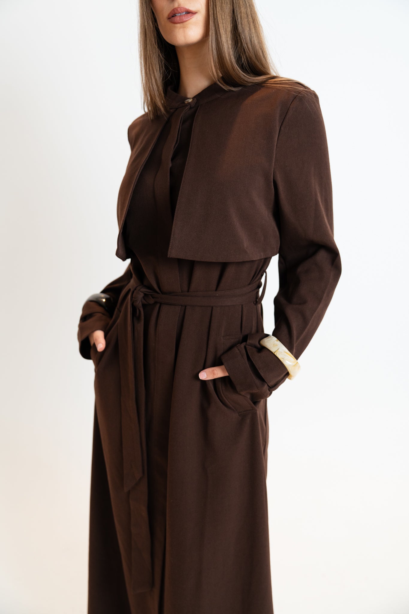 Bella Trench Dress/Brown