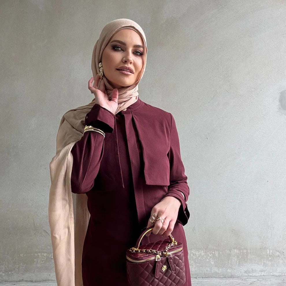 Bella Trench Dress/Burgundy