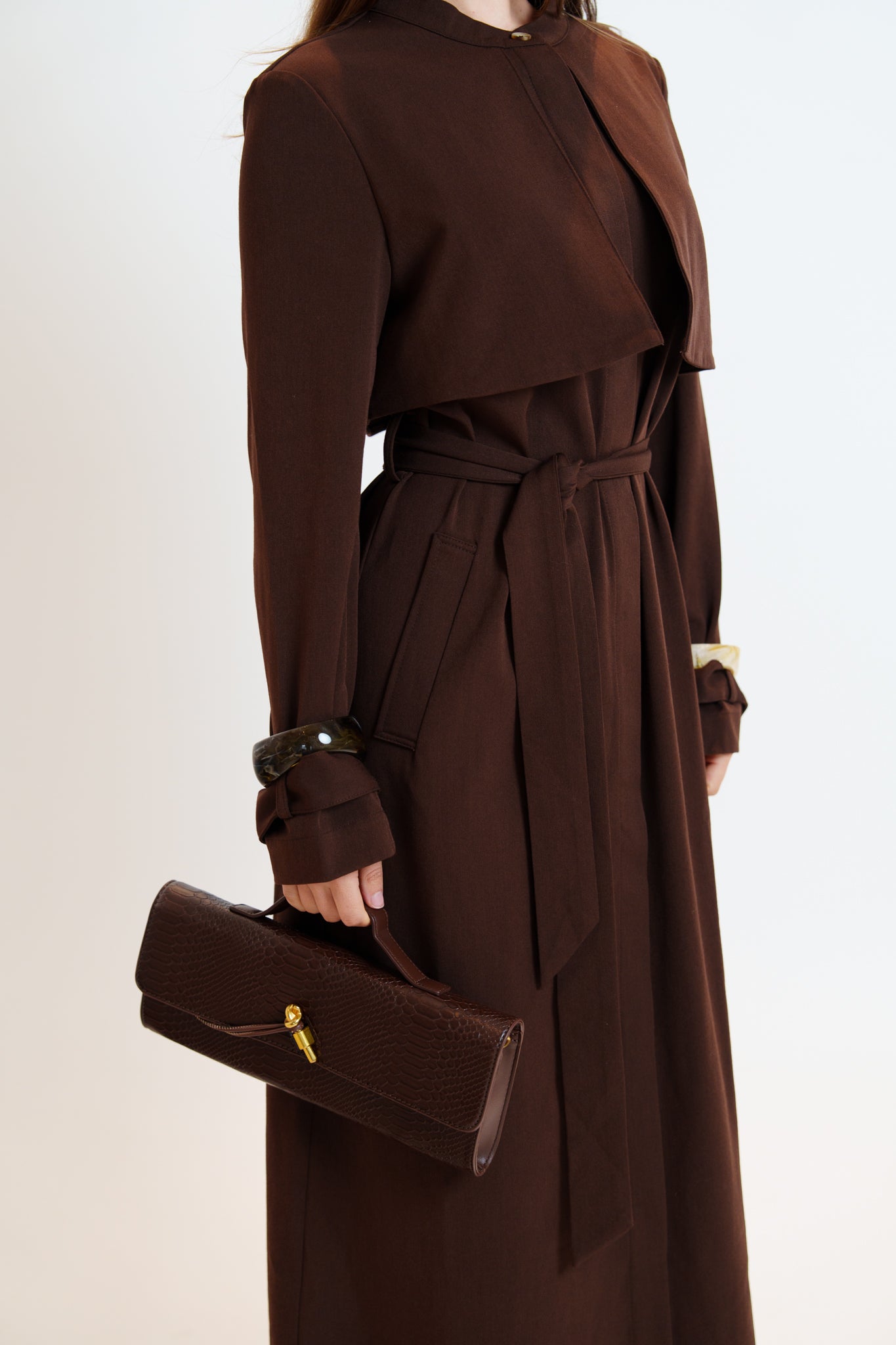Bella Trench Dress/Brown