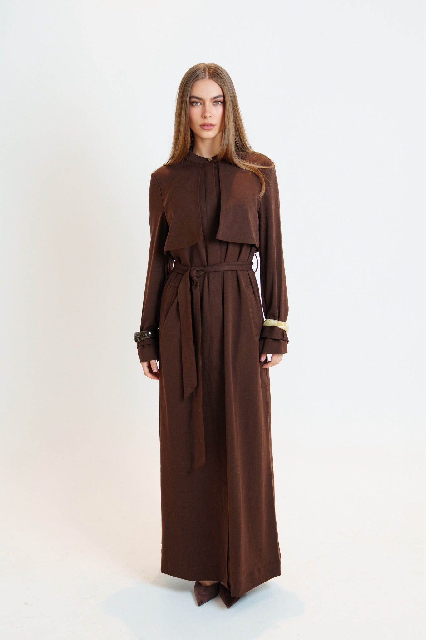 Bella Trench Dress/Brown