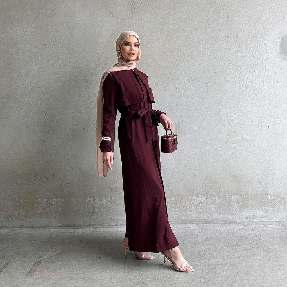 Bella Trench Dress/Burgundy