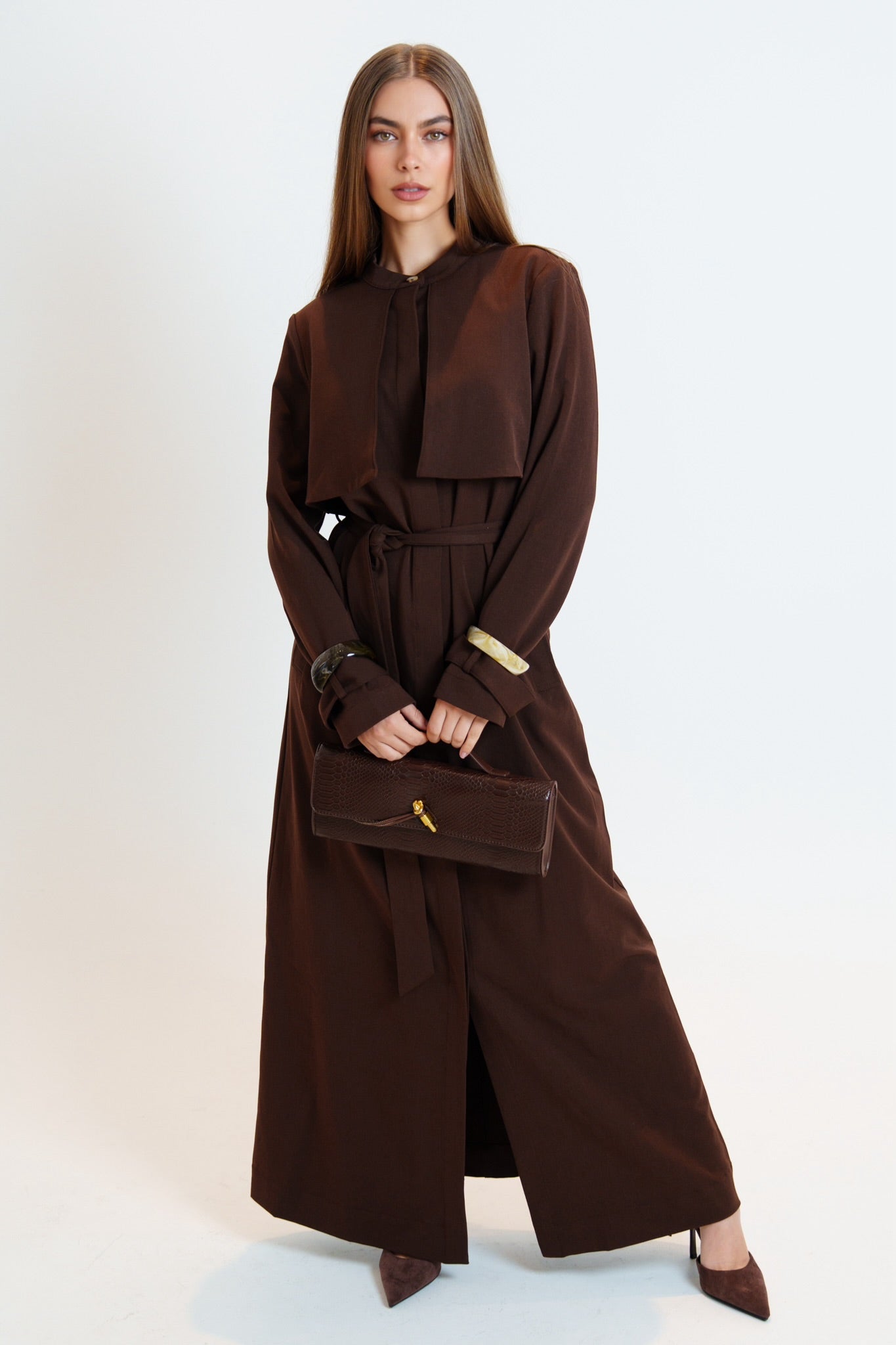 Bella Trench Dress/Brown
