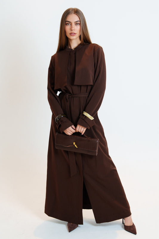 Bella Trench Dress/Brown