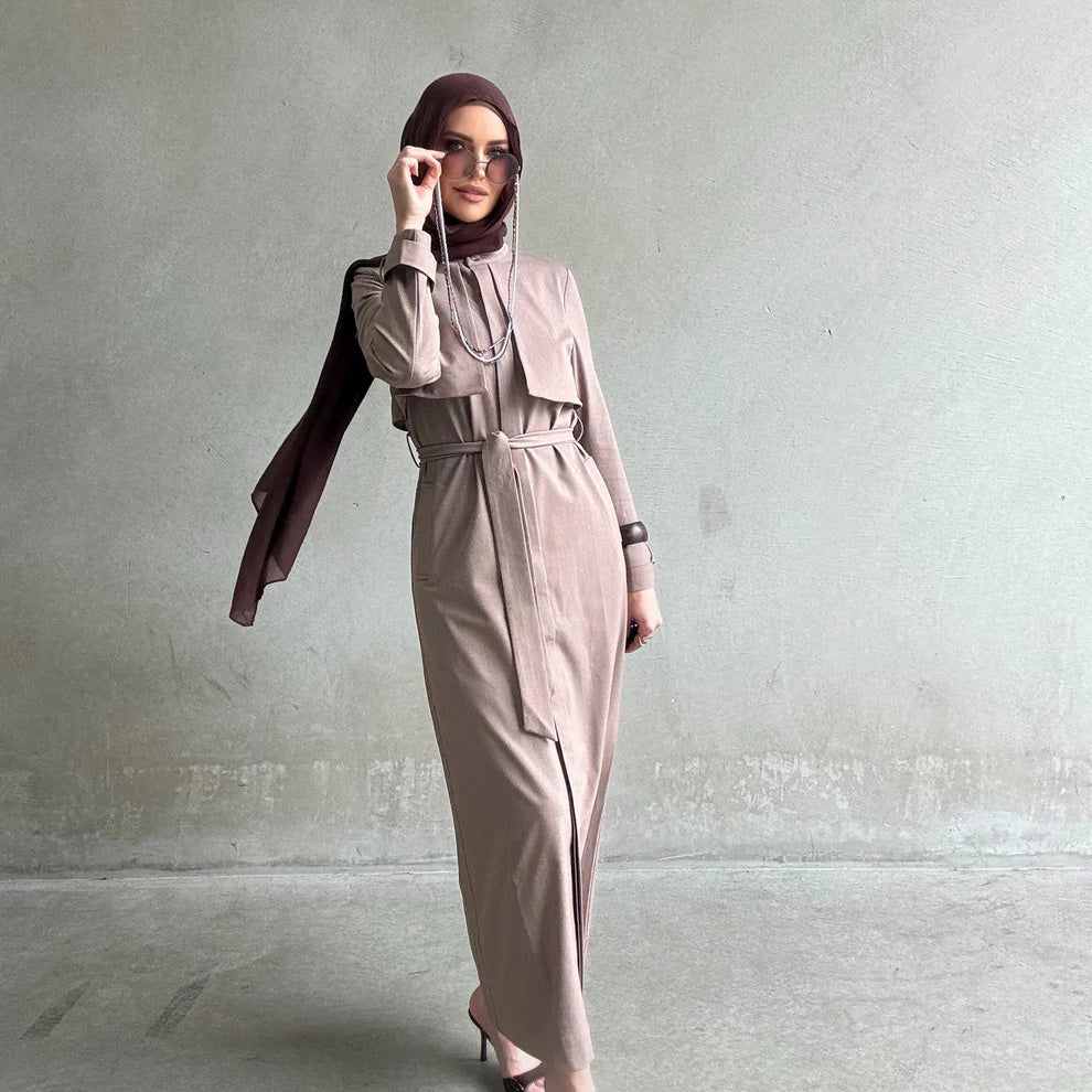 Bella Trench Dress Beige/Brown D'MOUR Bella Trench Dress Beige/Brown D'MOUR